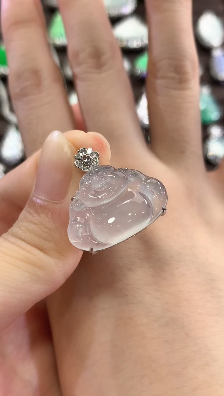 吊坠(不含链)18K金镶嵌翡翠b119