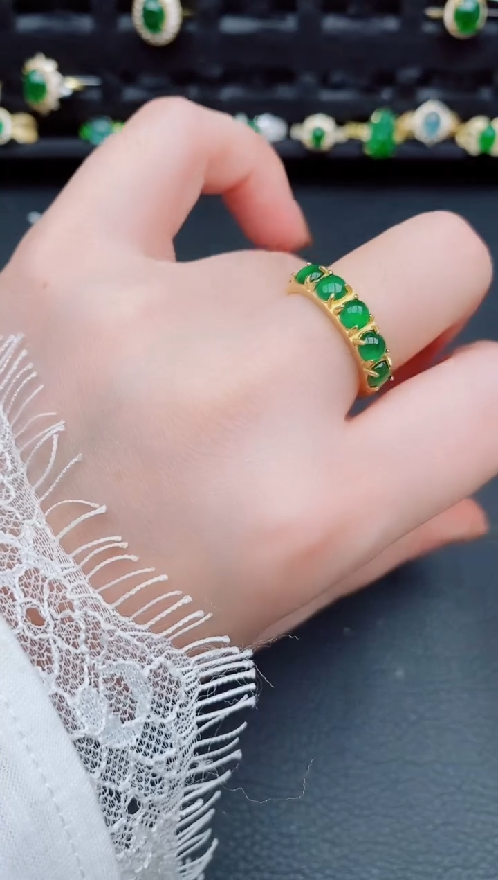 【闪购商品】翡翠戒指银S925镶嵌天然a货翡翠248