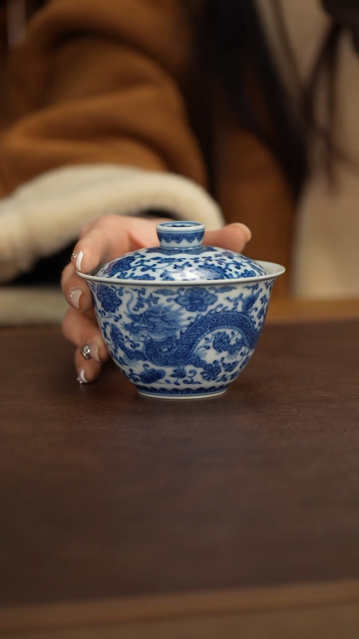 【闪购商品】博瑞堂青花龙纹盖碗