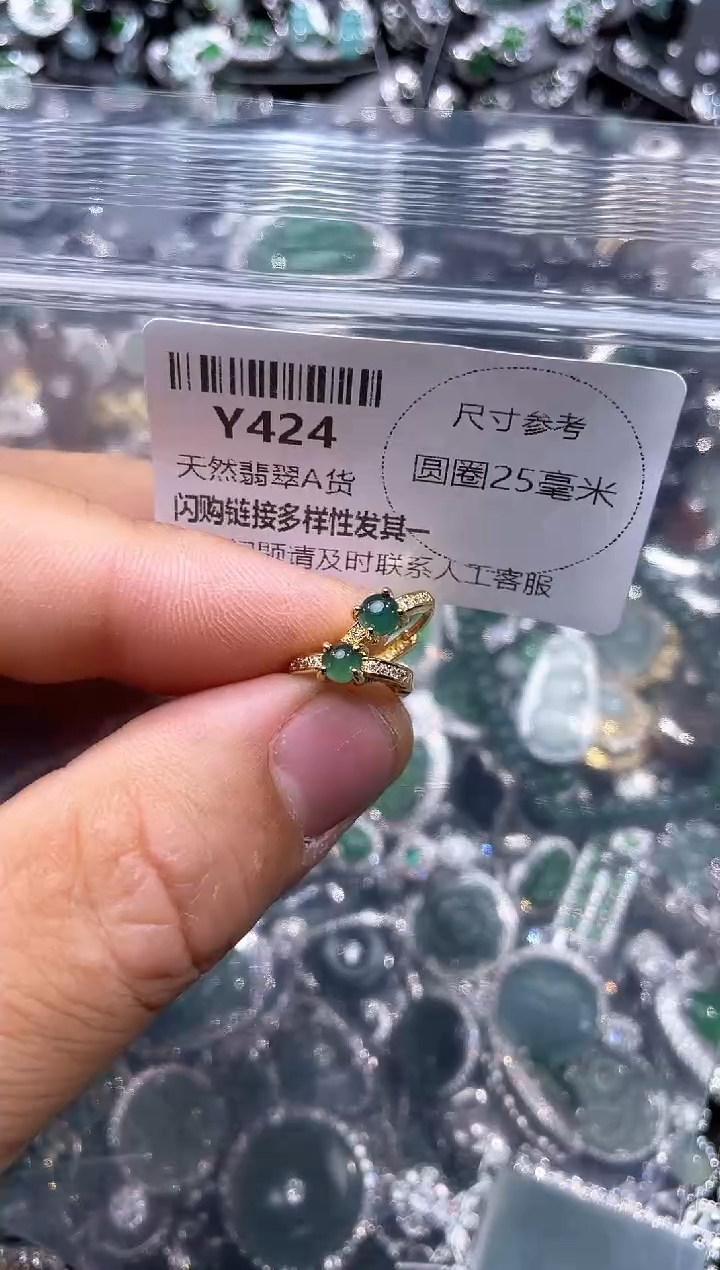 【闪购商品】翡翠颈饰未镶嵌Y424耳扣