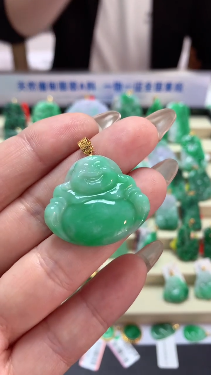 【闪购商品】翡翠吊坠(不含链)18K金镶嵌挂件