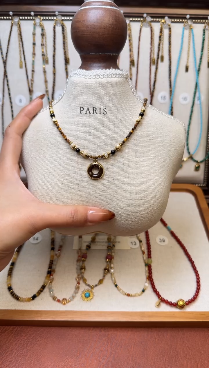 项链钛钢石英质玉圈