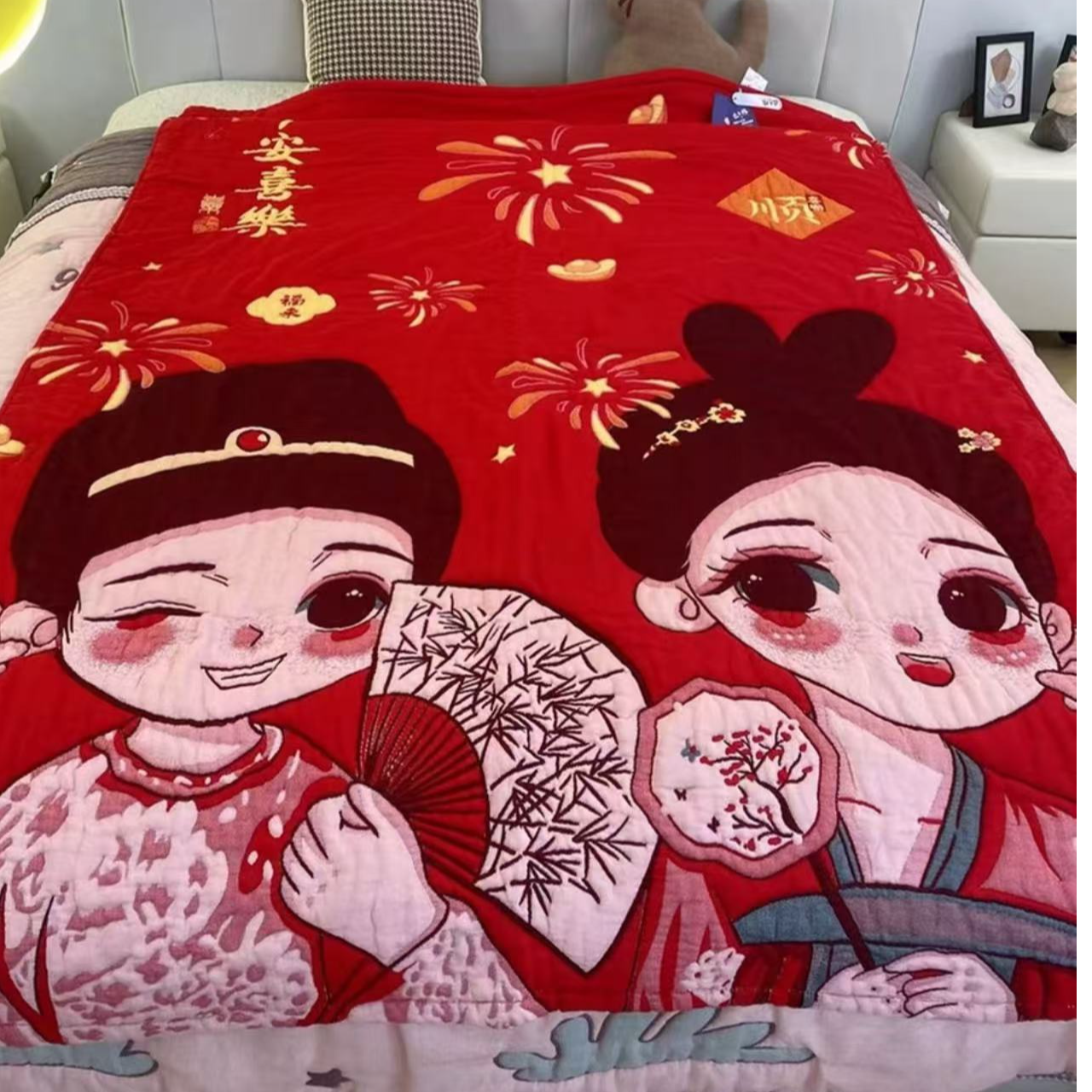 春秋毛巾毯盖毯被子可爱国潮八层夏被