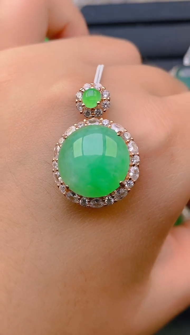 【闪购商品】翡翠戒指银S925镶嵌天然A货翡翠1