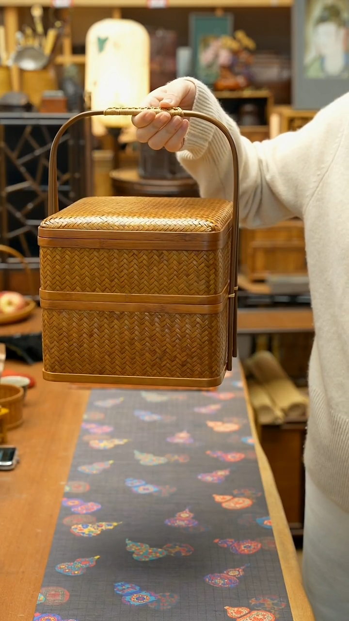 唐熙 竹编提篮 茶道茶具