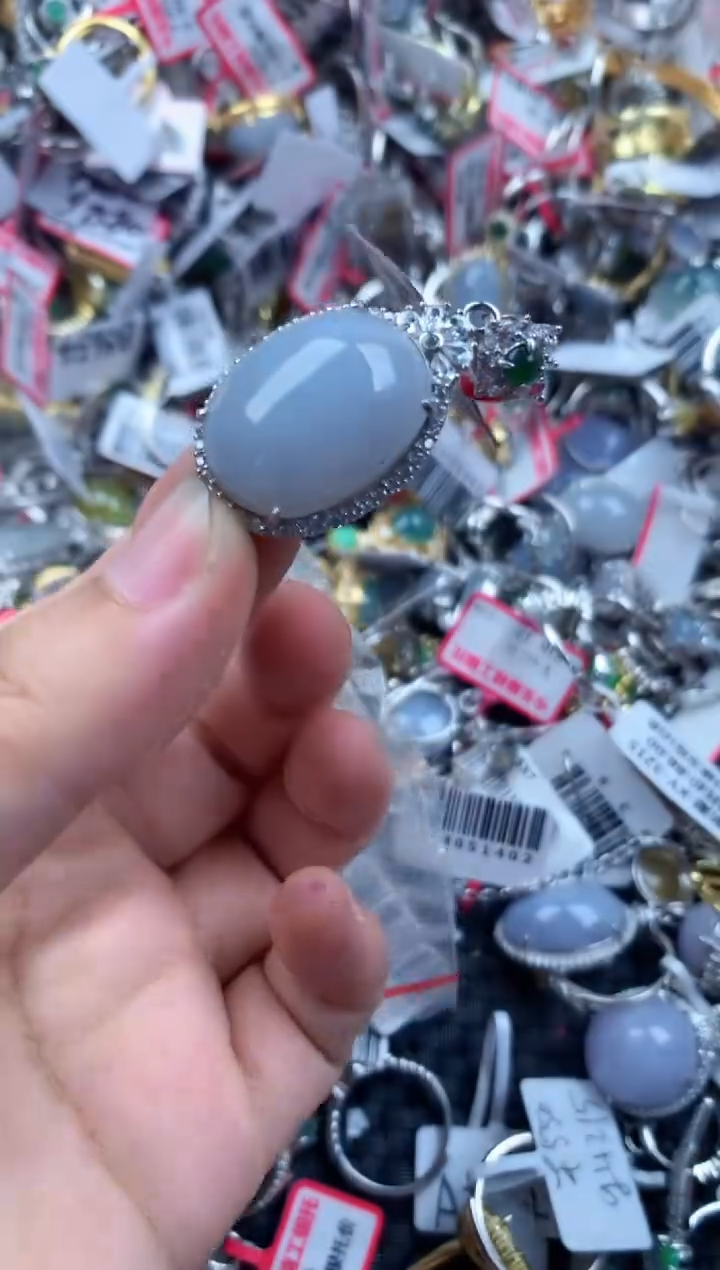 银S925镶嵌戒指翡翠999   5