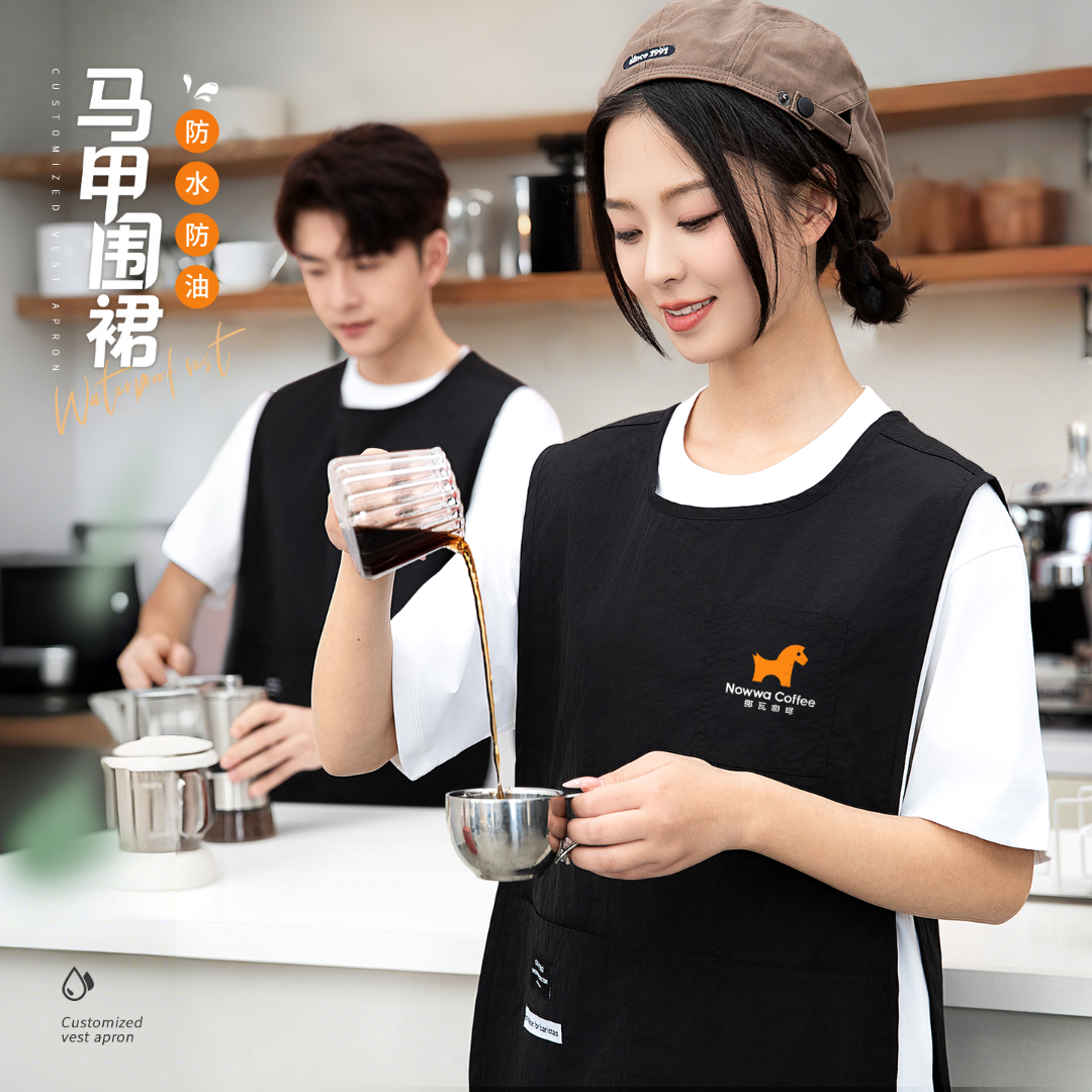 日式马甲围裙定制logo厨房家用防泼水耐磨坎肩男女餐饮专用工作服