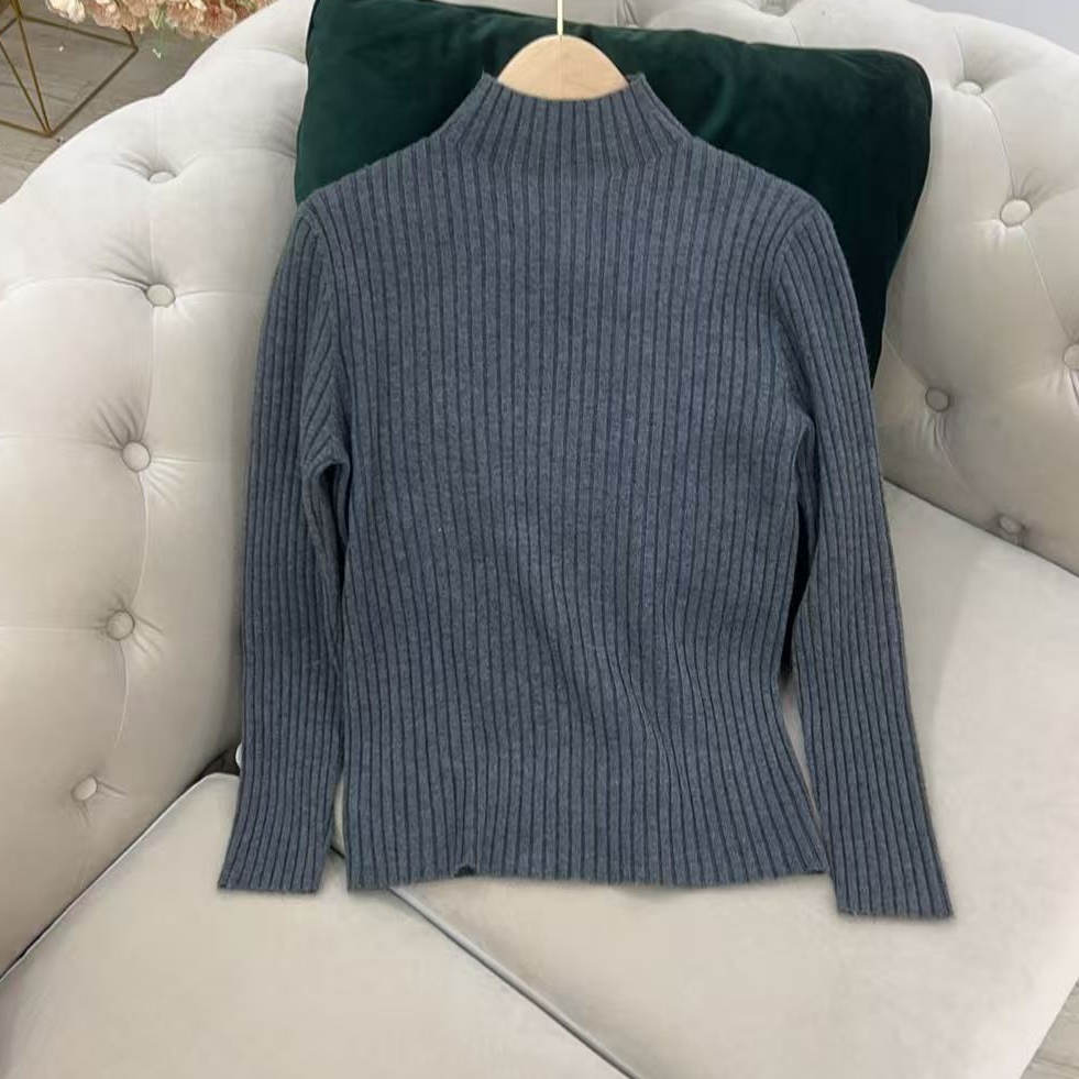 250#新款套头百搭打底针织衫长袖半高领25