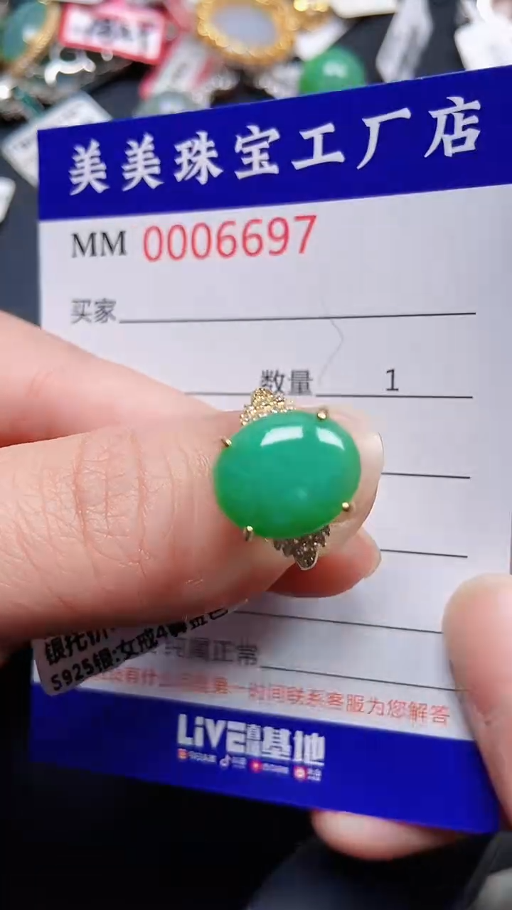 颈饰银S925镶嵌翡翠6697