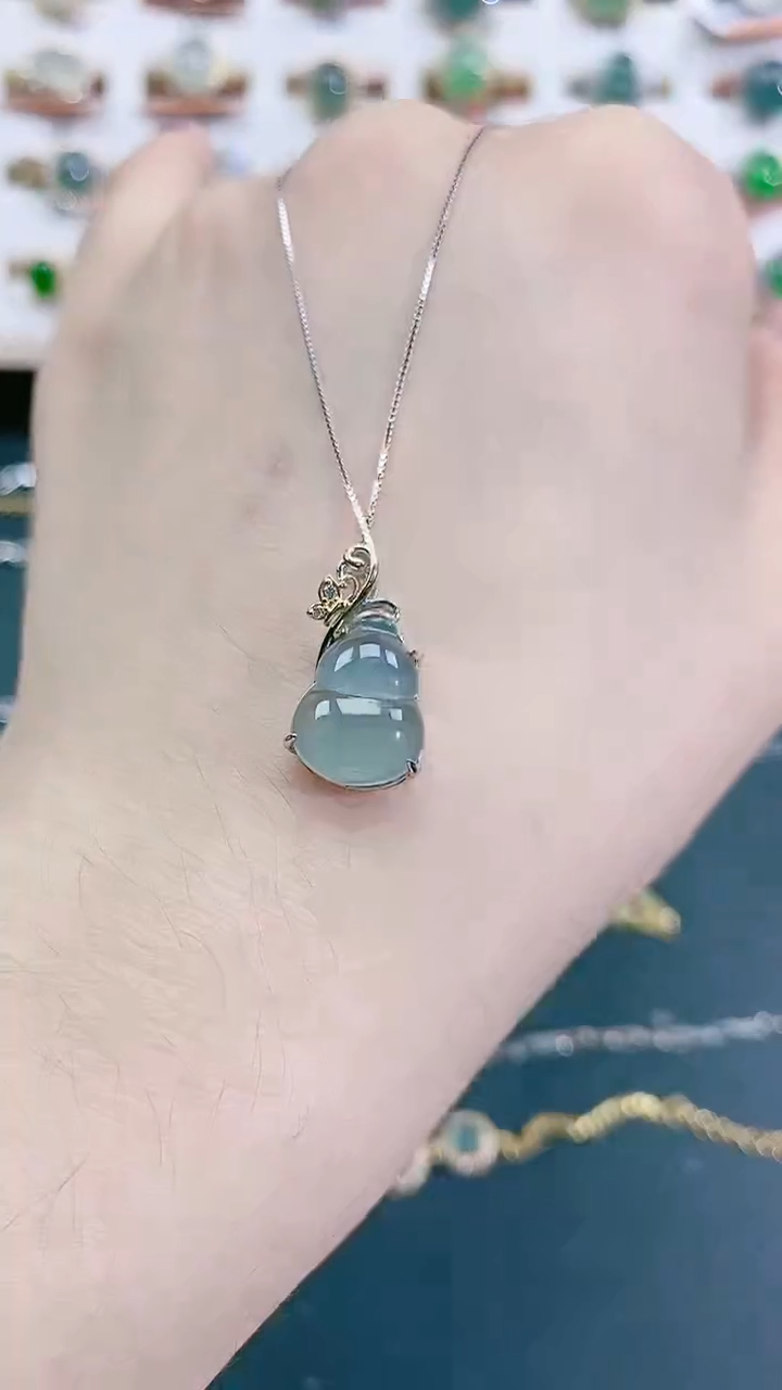 颈饰银S925镶嵌翡翠天然翡翠