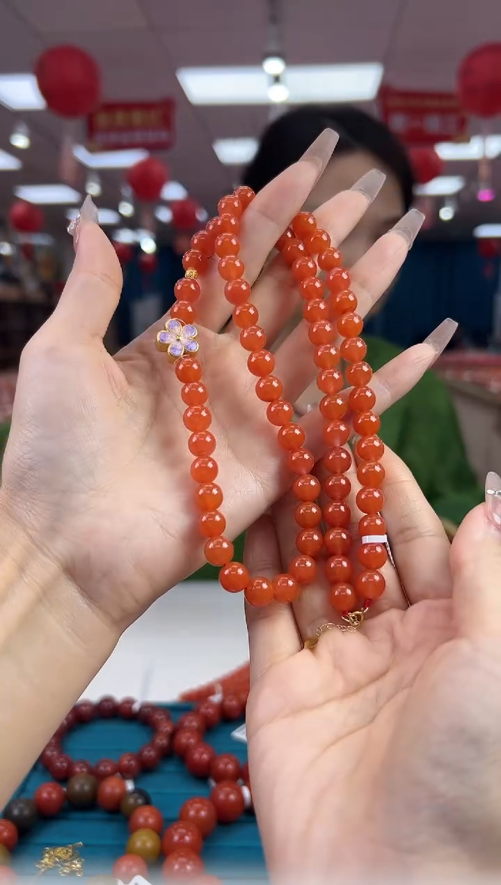 【闪购商品】南红玛瑙未镶嵌项链滴水洞3.14-8mm（多样式）