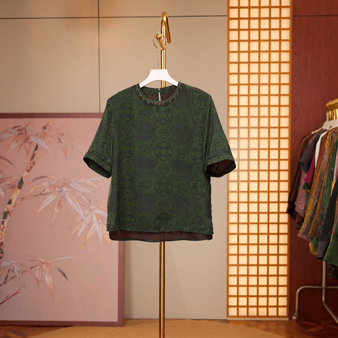 [青裳渺渺-衬衫] 新中市国风女士中袖衬衫