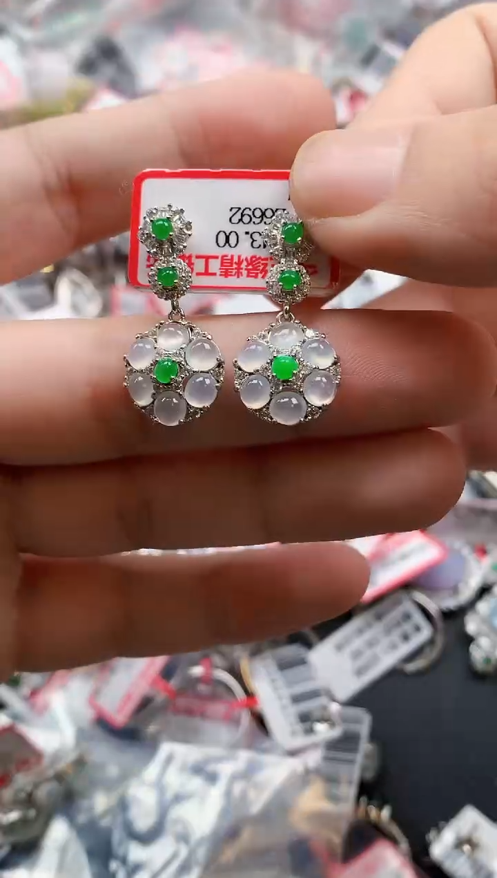 银S925镶嵌戒指翡翠天然A货缅甸翡翠