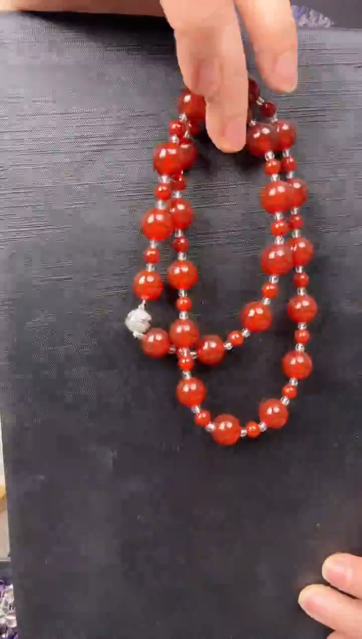 银S925镶嵌项链玛瑙/玉髓天然