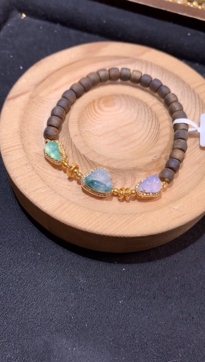 银S925镶嵌手串翡翠手串