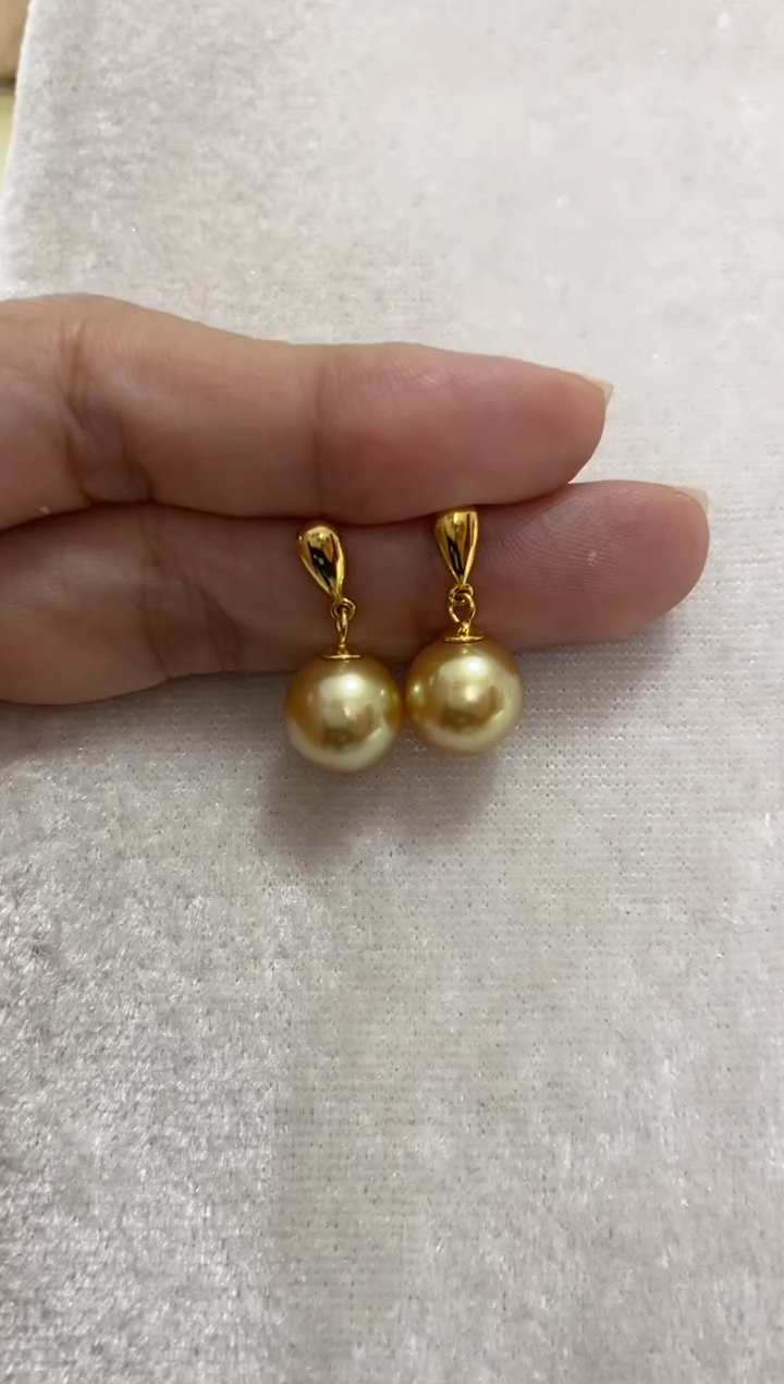 【闪购商品】海水珍珠耳饰银S925镶嵌金珠