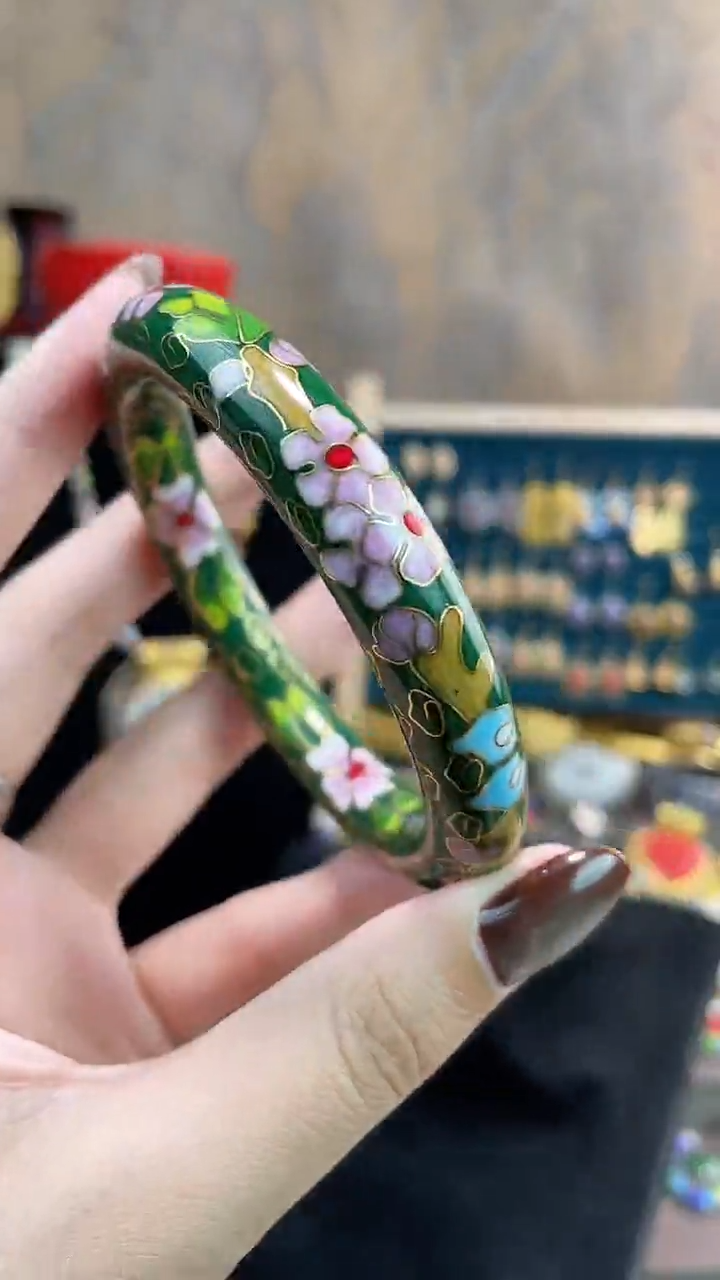 非遗手工景泰蓝镯子绿色