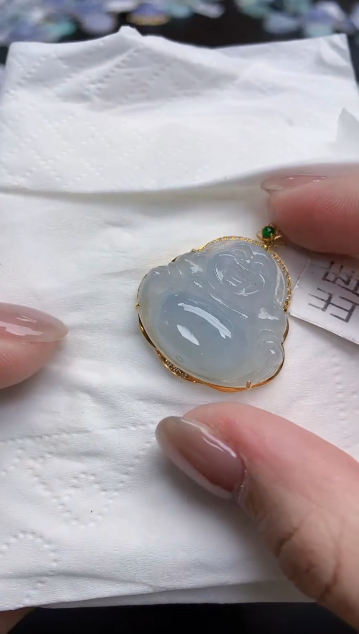 【闪购商品】翡翠颈饰18K金镶嵌天然缅甸翡翠A货