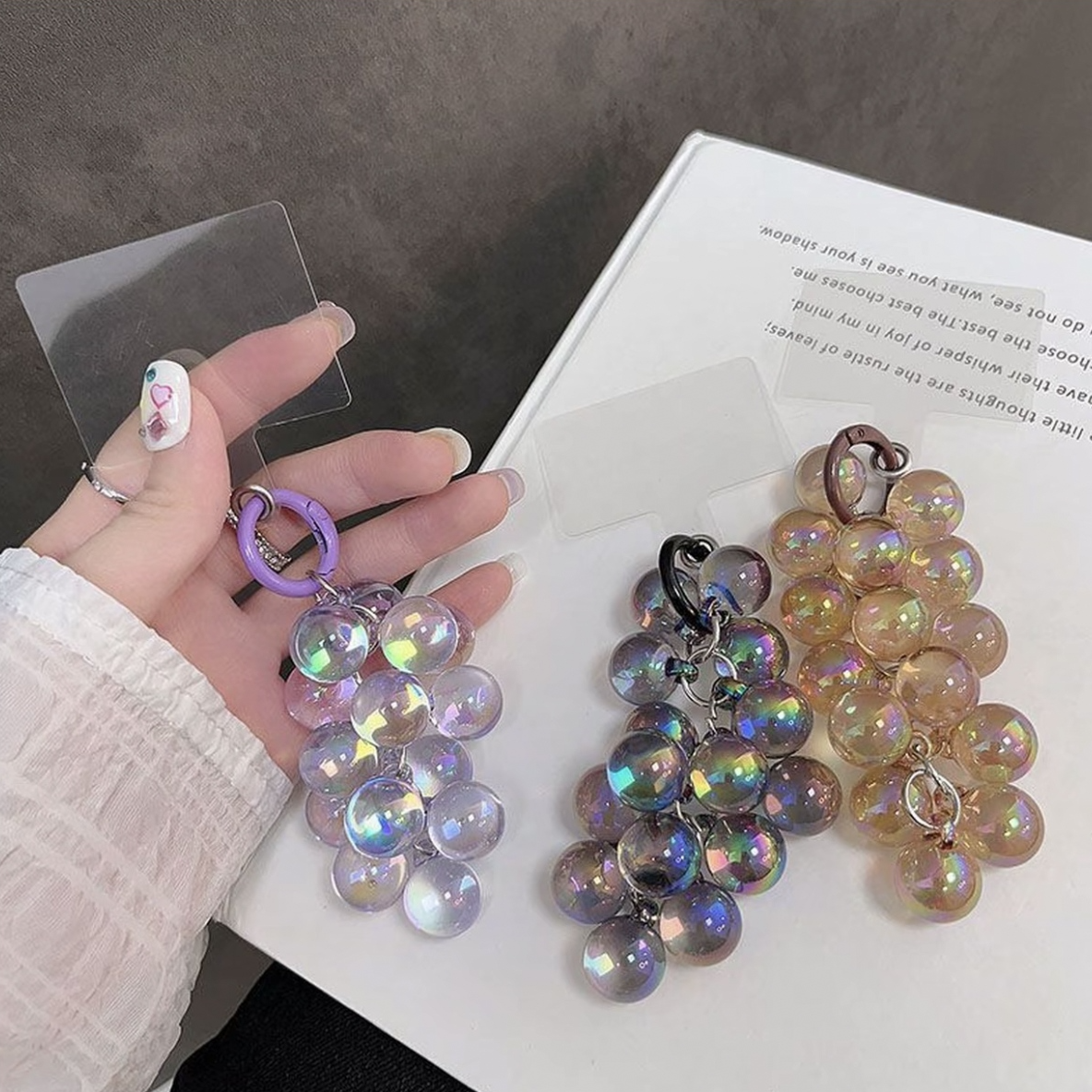 【水晶葡萄串钥匙扣对对碰】混拆立体可爱桌面摆件挂饰diy