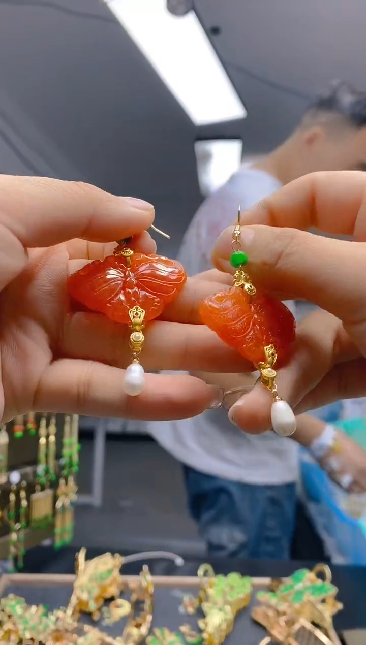 【闪购商品】翡翠耳饰合金0393翡翠耳钩