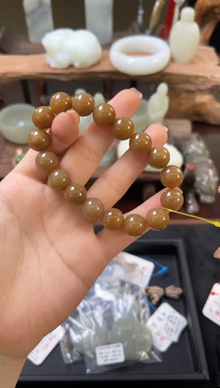 【闪购商品】和田玉手串未镶嵌卡12若羌全糖圆珠9003460