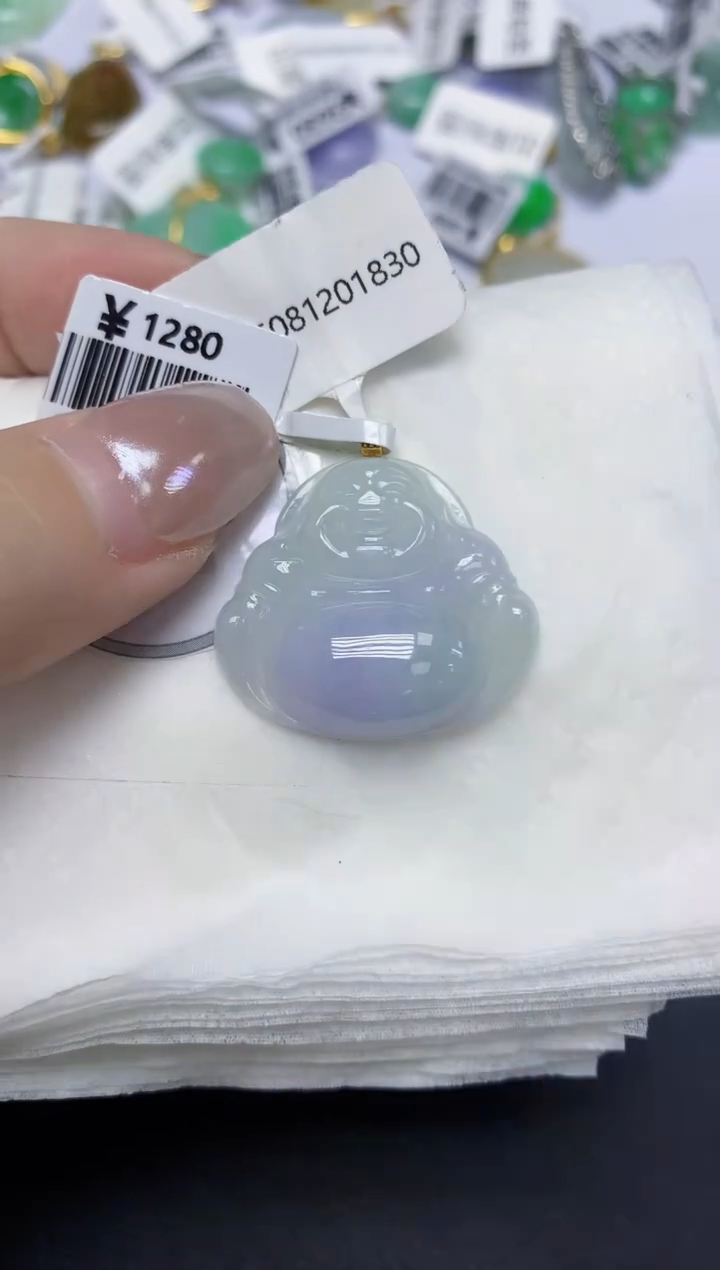 颈饰18K金镶嵌翡翠天然缅甸翡翠A货百元以上9元证书费自理