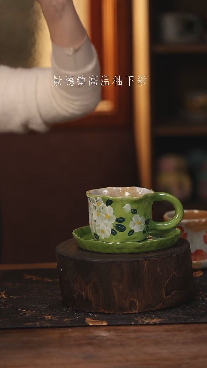 陶瓷 景德镇高温釉下手绘陶瓷@L004@