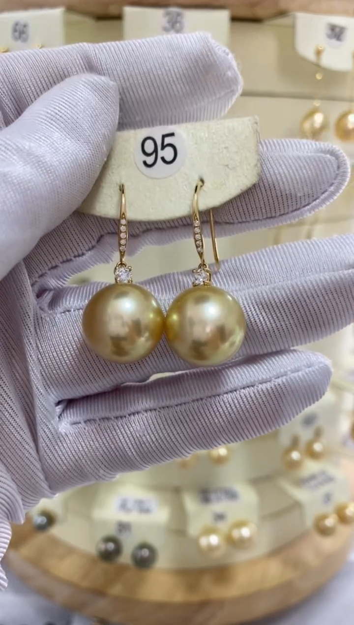 【闪购商品】海水珍珠耳饰18K金镶嵌金珠