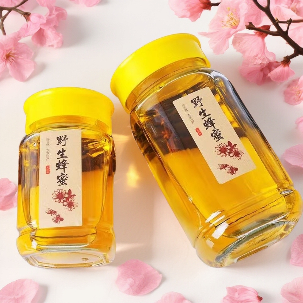 包邮蜂蜜瓶1斤2斤玻璃瓶子密封罐带盖八角食品级酱菜瓶果酱储物罐