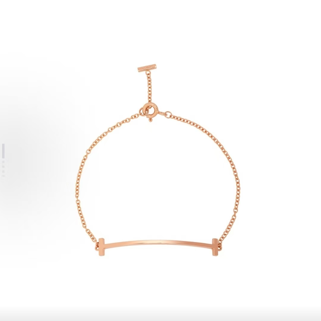 未使用 Tiffany & Co./蒂芙尼  窄版 笑脸 玫瑰金手链