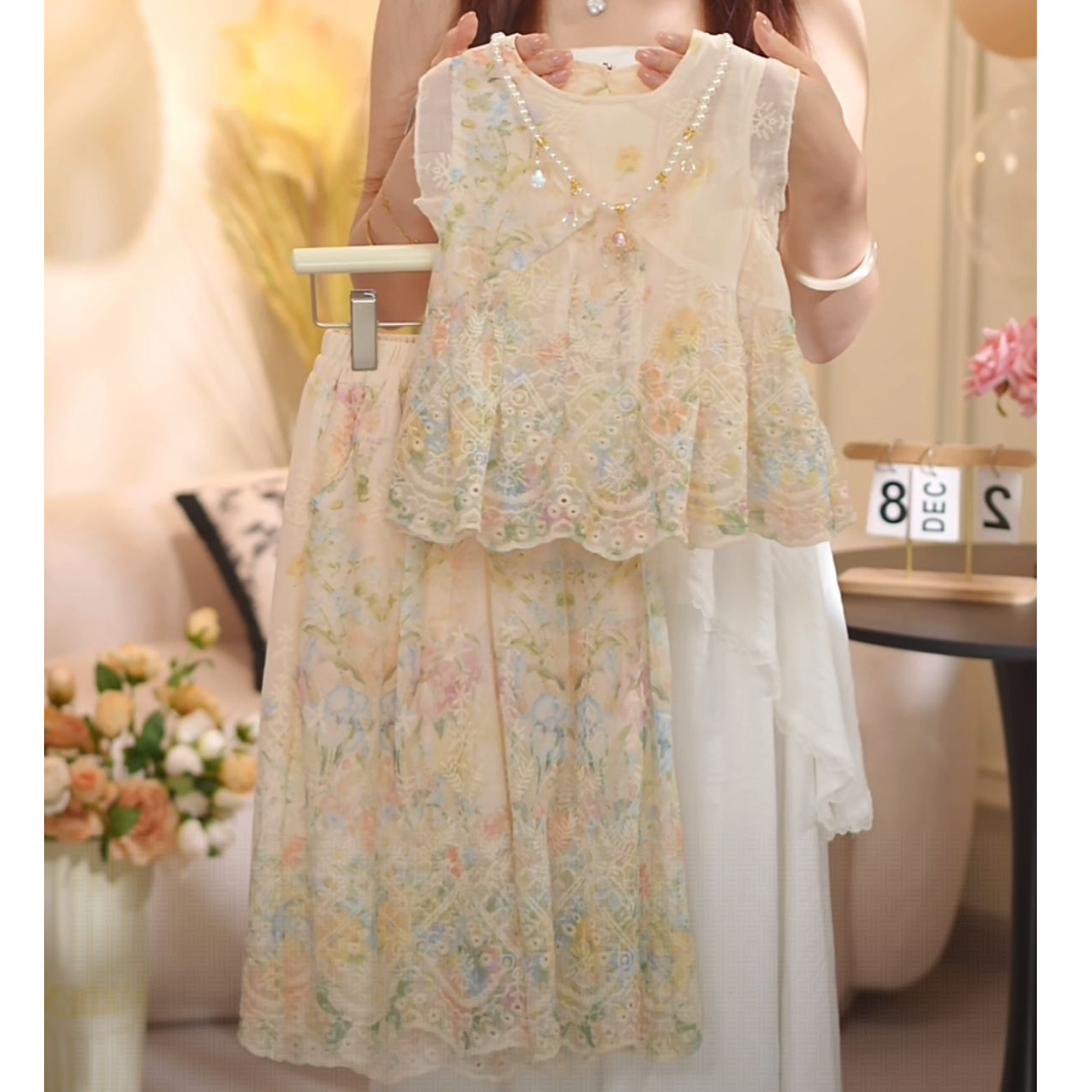 女童2025夏季新款公主风日常套装甜美洋气百搭时尚套装-