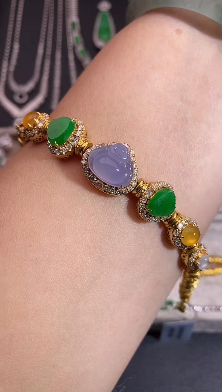 18K金镶嵌手链翡翠手链