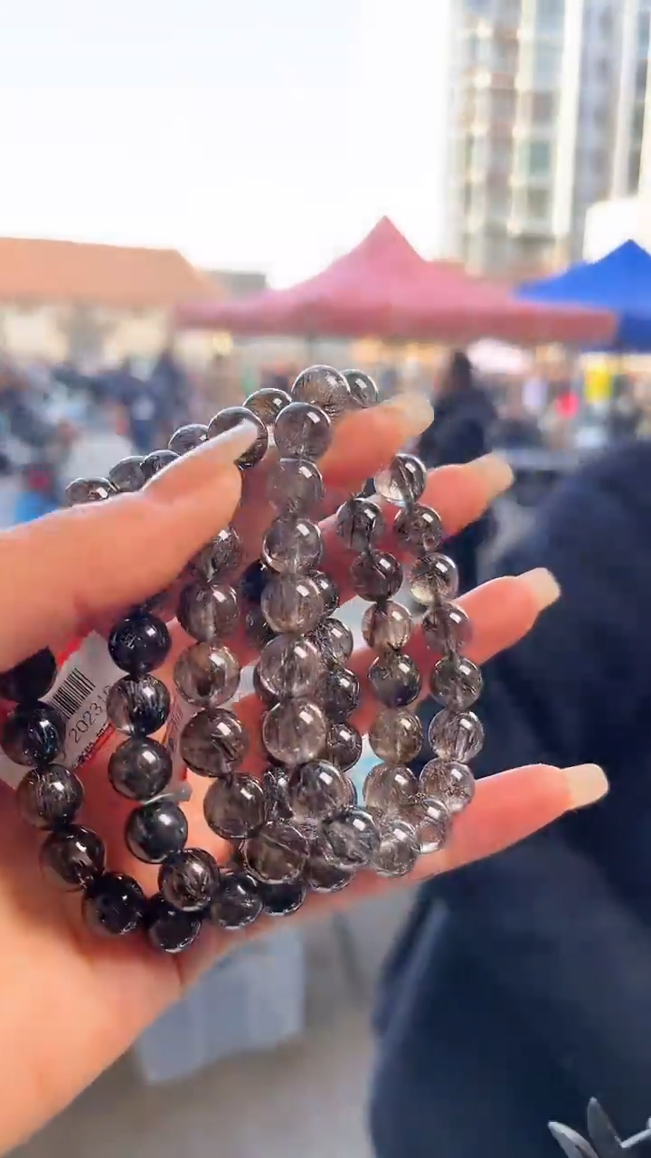 发晶手链未镶嵌天然黑发晶手串多样性发一9mm