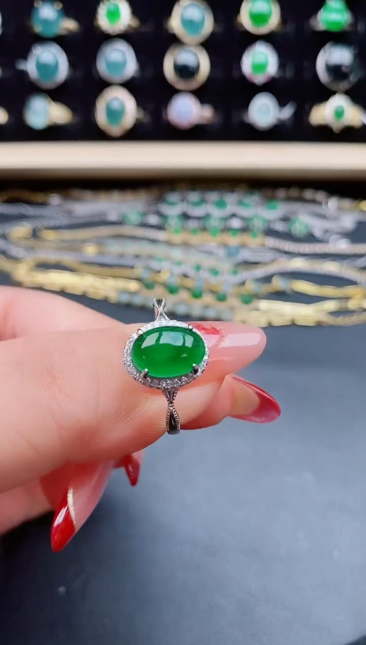 【闪购商品】翡翠戒指银S925镶嵌508055