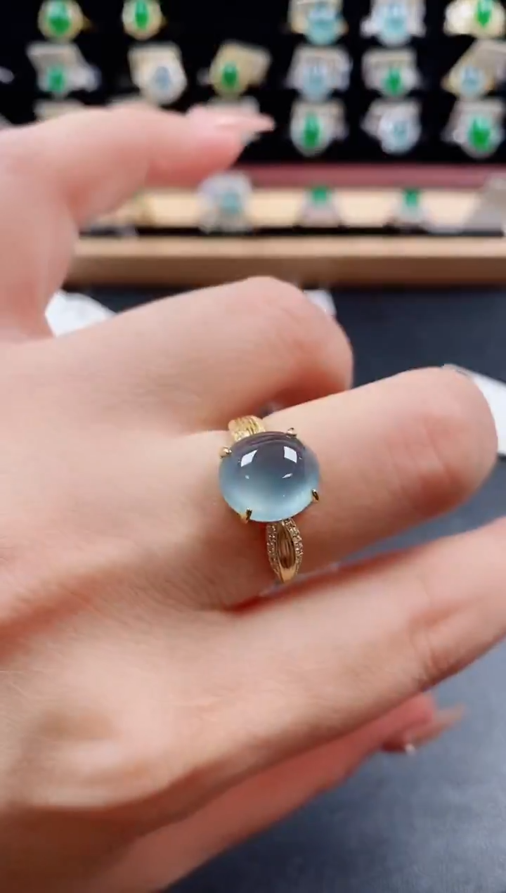 银S925镶嵌戒指翡翠1