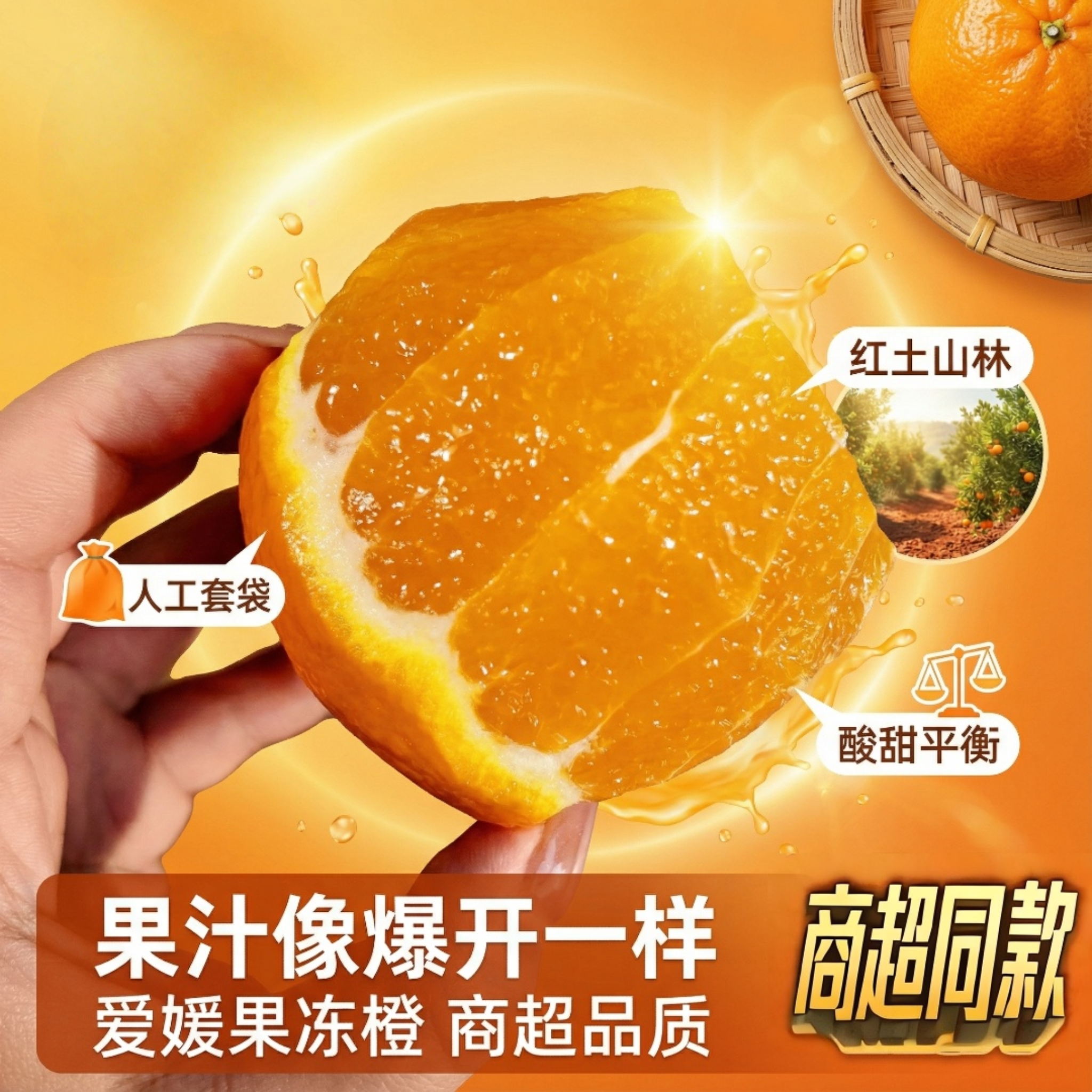 新店福利正宗四川【精品套袋爱媛38号果冻橙】新鲜现摘|爆甜多汁