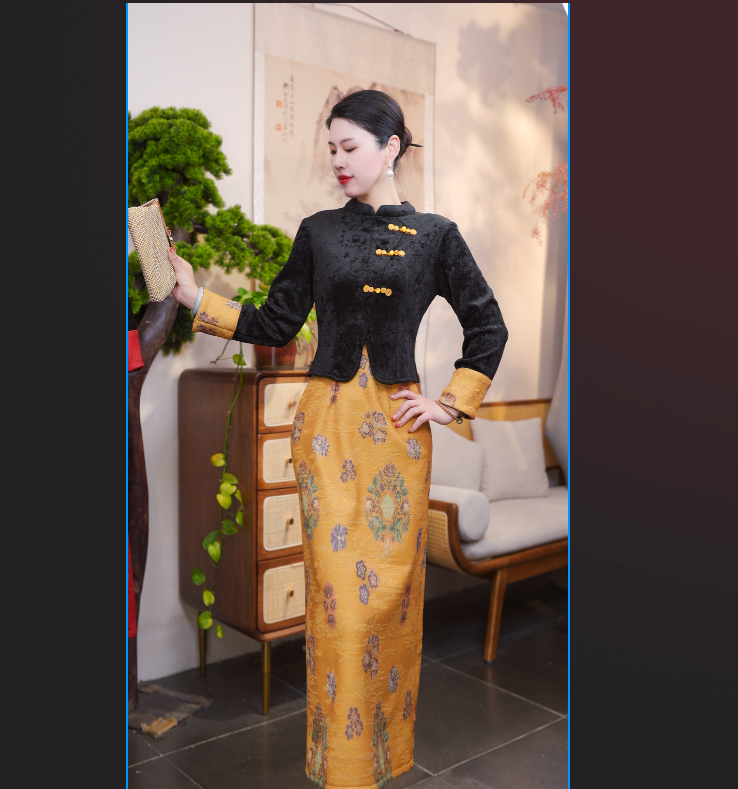 桐妙1  2025新款假两件旗袍气质日常优雅旗袍