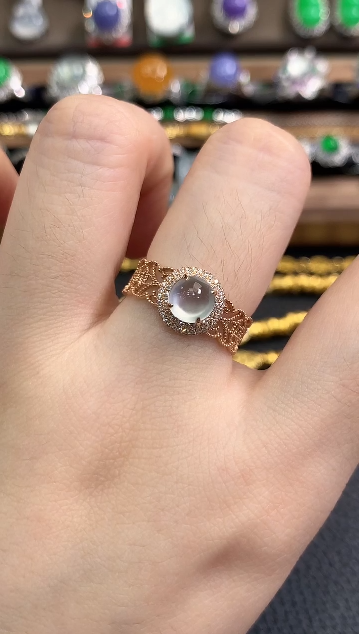 翡翠戒指18K金镶嵌春日珠宝 B21多样性一件发