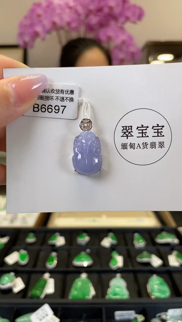 【闪购商品】翡翠颈饰18K金镶嵌B6697 貔貅 含运营费