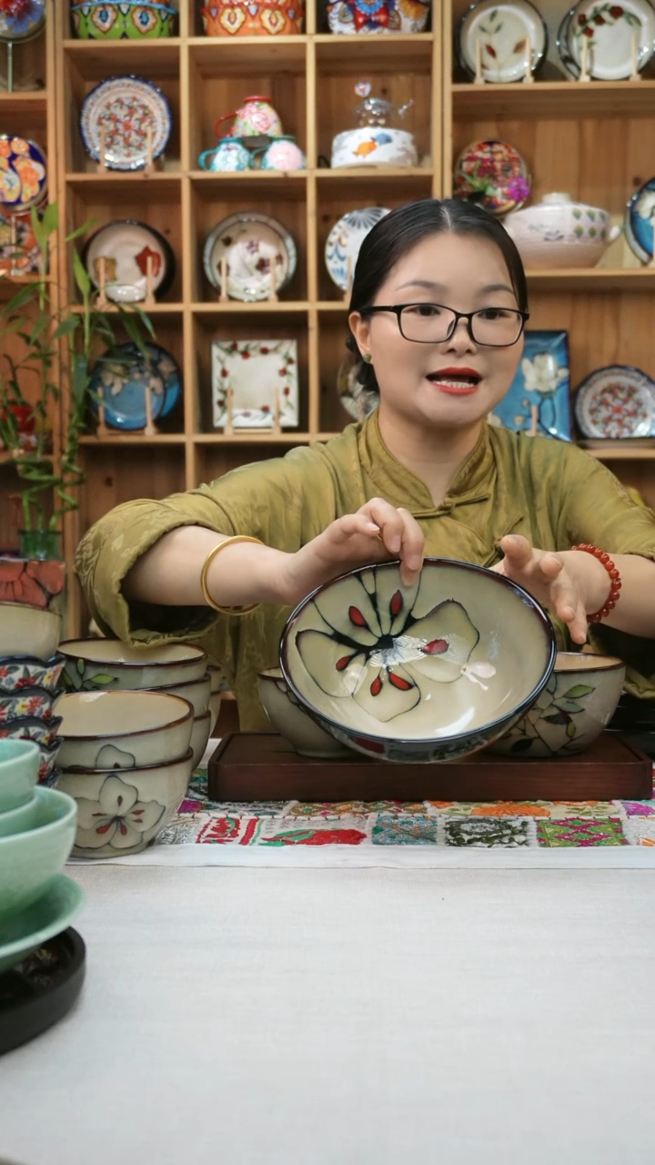 瓷片小可高温陶瓷餐具一组两只大面碗