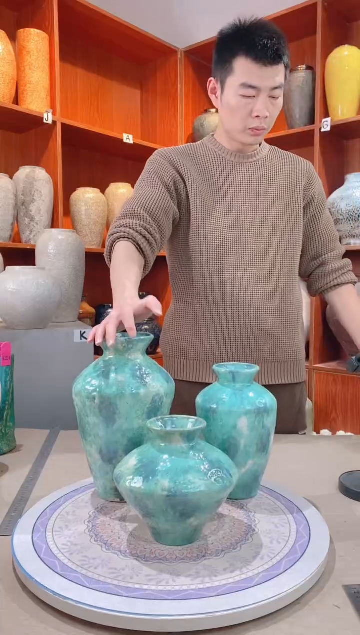 【闪购商品】瓶彩陶三件套  陶瓷花瓶 无花