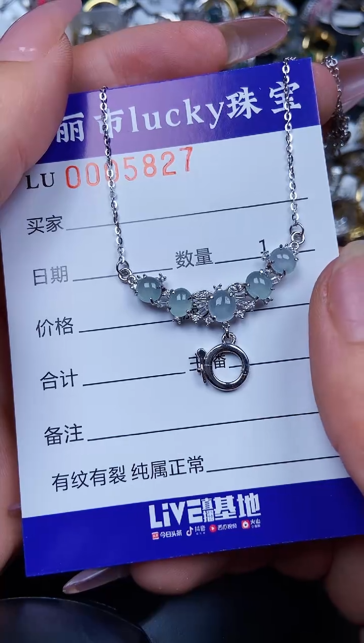 翡翠银S925镶嵌颈饰5827