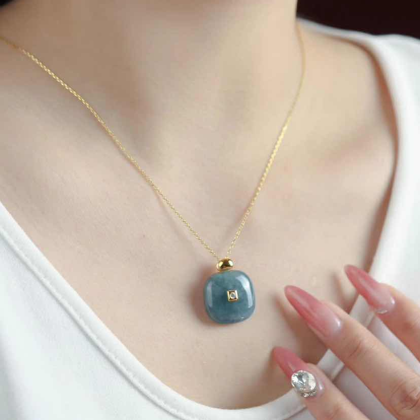  “蓝珐”蓝水翡翠吊坠/S925银