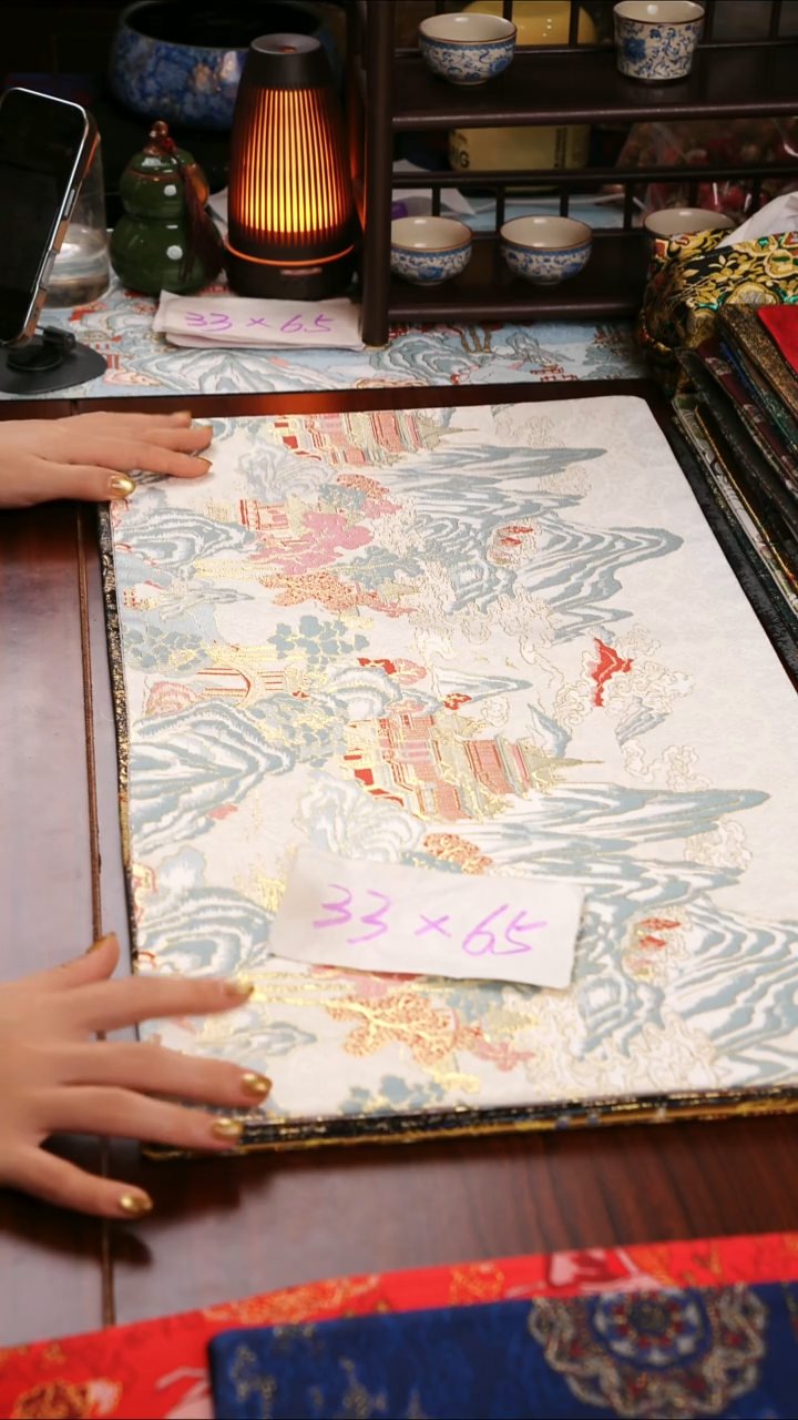 【千里江山白双面】中国风干泡织锦茶席33*65