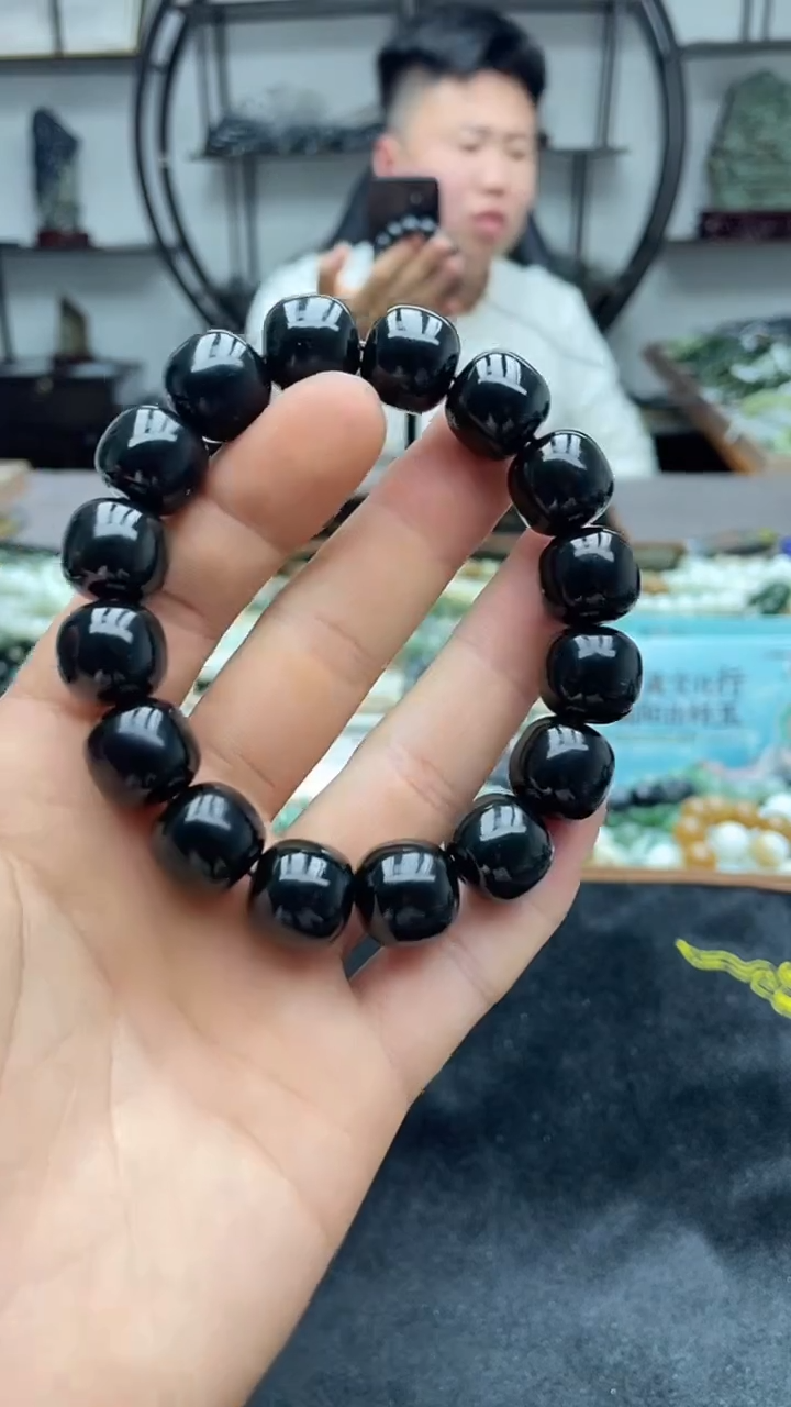 未镶嵌手串和田玉新疆塔县黑青14老型