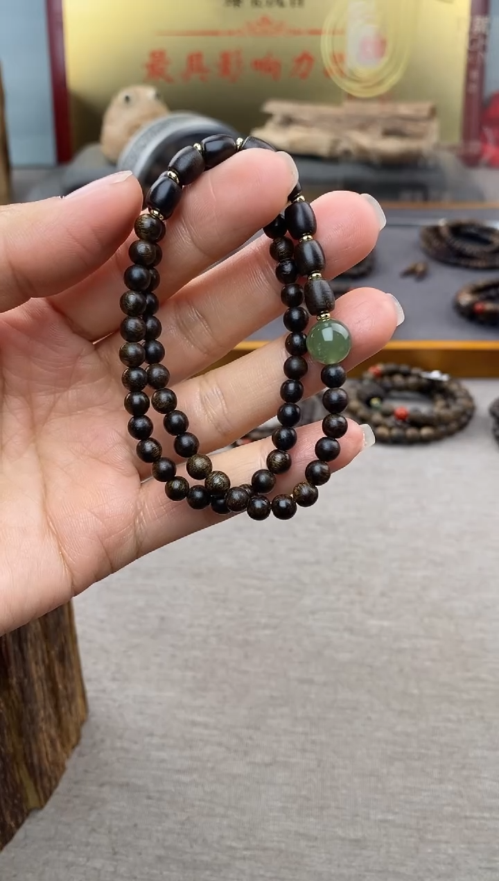 【闪购商品】沉香手串顺化紫棋05+白棋8颗 双圈沉水