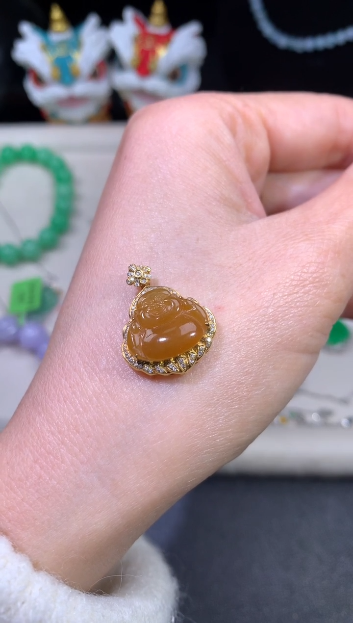 吊坠(不含链)18K金镶嵌翡翠用****3翡翠