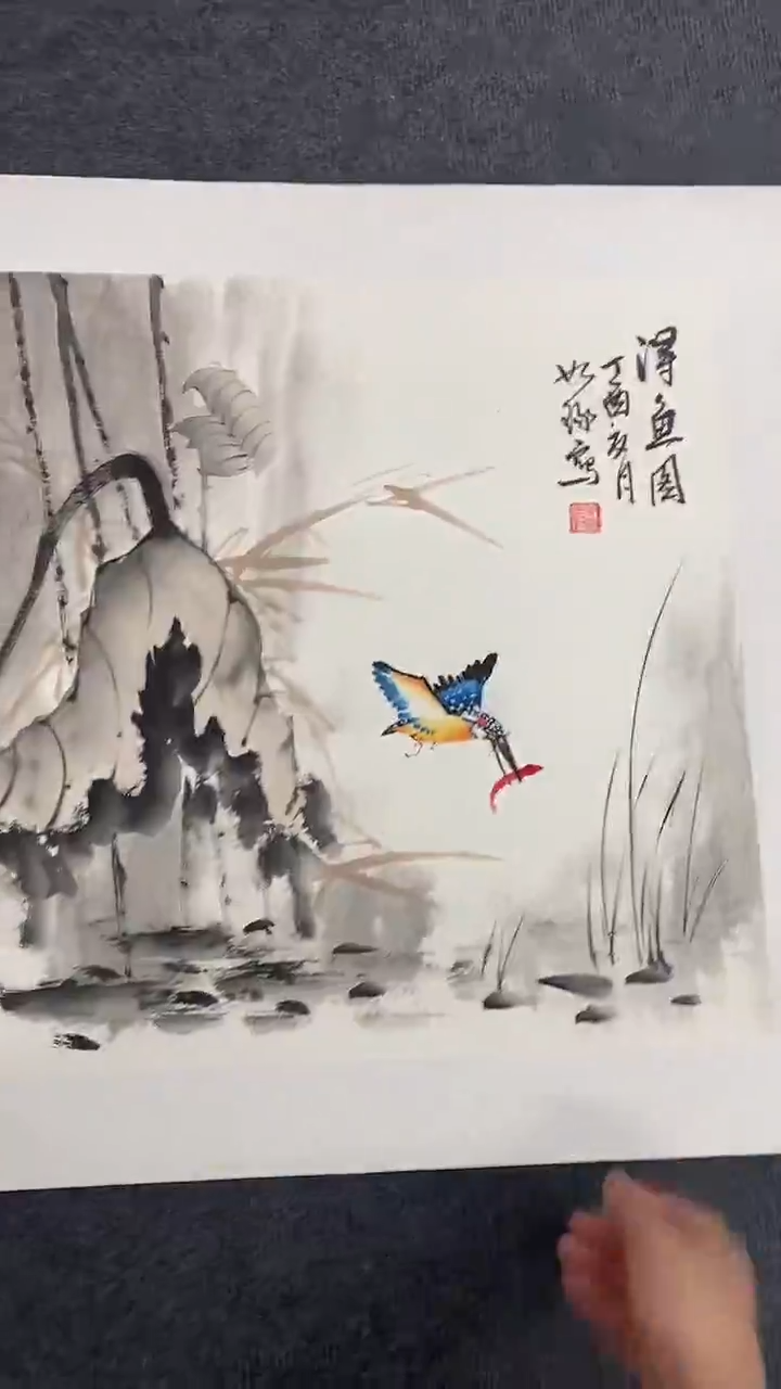 竖款精品斗方花鸟