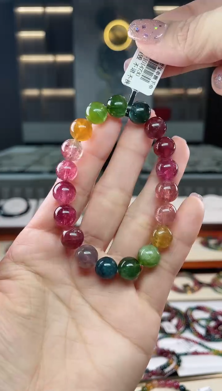 未镶嵌老矿碧玺彩虹单圈手串10mm+碧玺多样性发一条 T