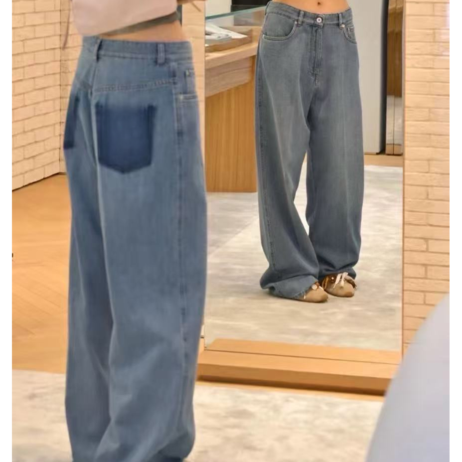 15号   M1u系少年/慵懒风时尚长裤高腰女夏季刺绣磨破牛仔裤蓝色